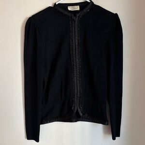 St. John Vintage Black beaded knit Evening Women’s Cardigan jacket full zip 10
